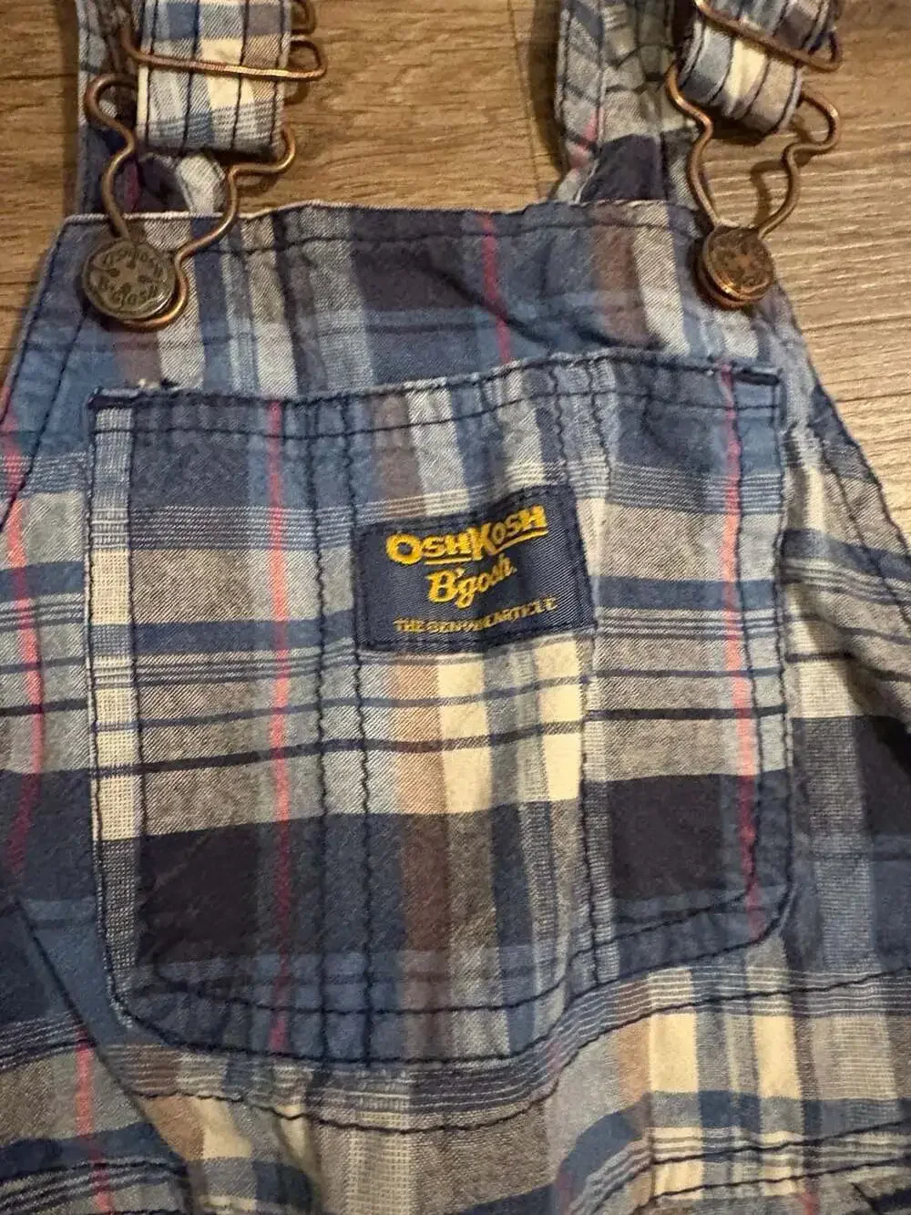 OshKosh B'gosh Baby Boy 18 Months Blue Plaid Vestbak Shortall Overalls
